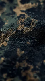 Macro study of textured camouflage fabric with water droplets