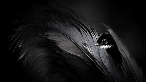 High contrast macro study isolates bird plumage microstructures