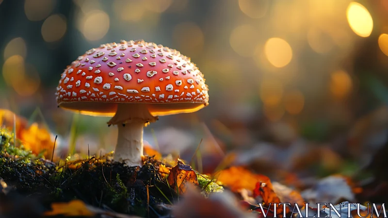 Forest lantern mushroom hums softly in molten autumn light