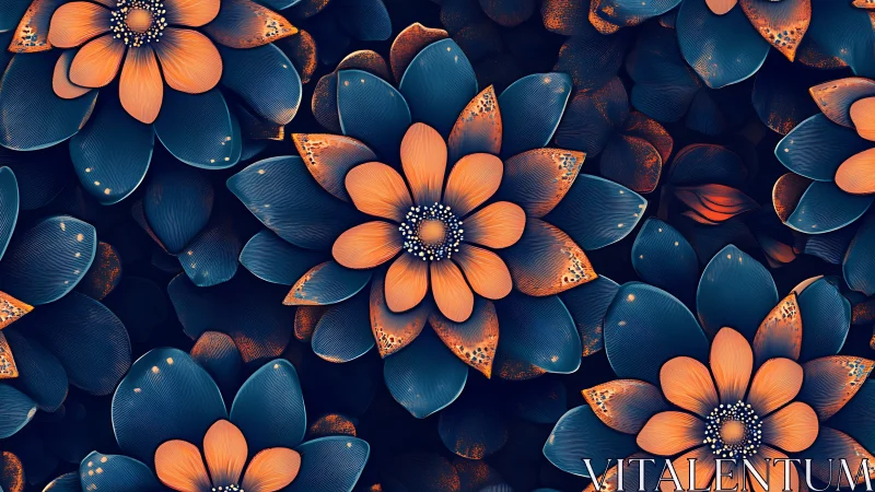 Dual-tone macro floral illustration with radial symmetry pattern