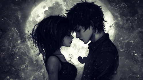 Two Souls Connected Under Moonlight's Gentle Glow.