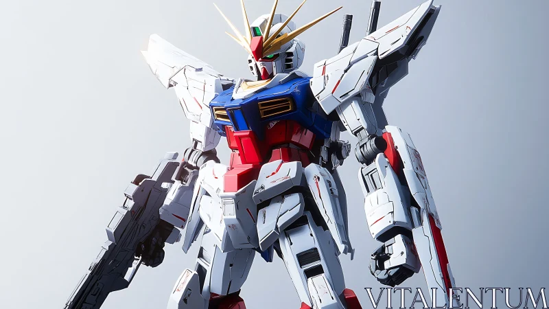 3D mecha hero with high-detail panel armor construction.