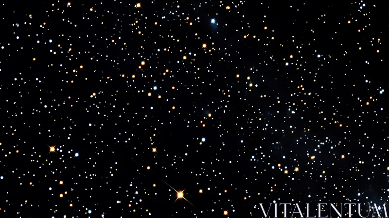 Dense stellar field with warm and cool point light sources.