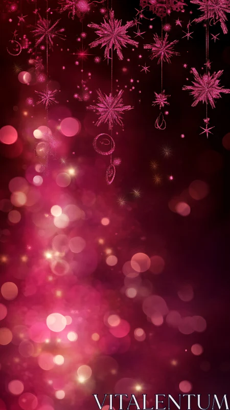 Pink hanging star ornaments over blurred bokeh field.