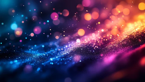 Glowing river of colorful light and dreamy sparkles at dusk.