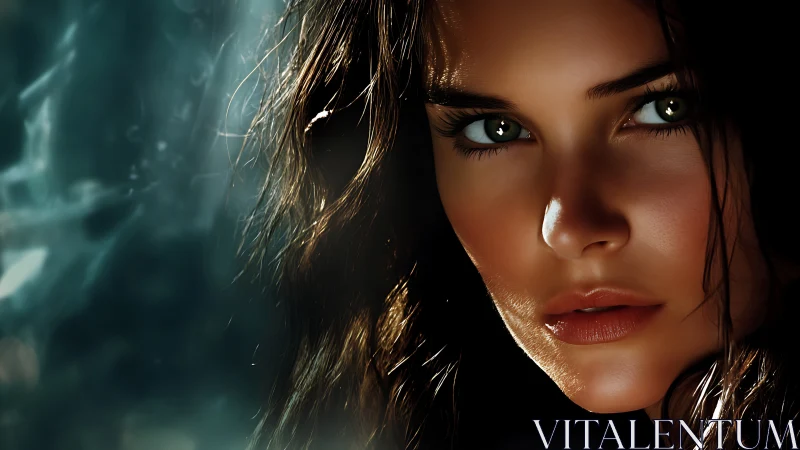 Intense femme portrait in dramatic low key rim lighting.