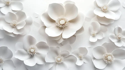 Three-Dimensional Paper Florals: Layered Botanical Relief Structure.