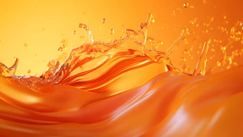 Vivid Splash of Orange Liquid in Abstract Motion, Digital Art Style.