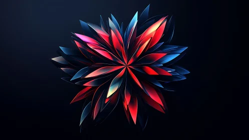 Prismatic petals whirl like neon blades in quiet orbit