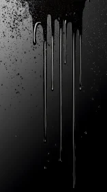 Glistening black paint drips creating a calm, moody rhythm.