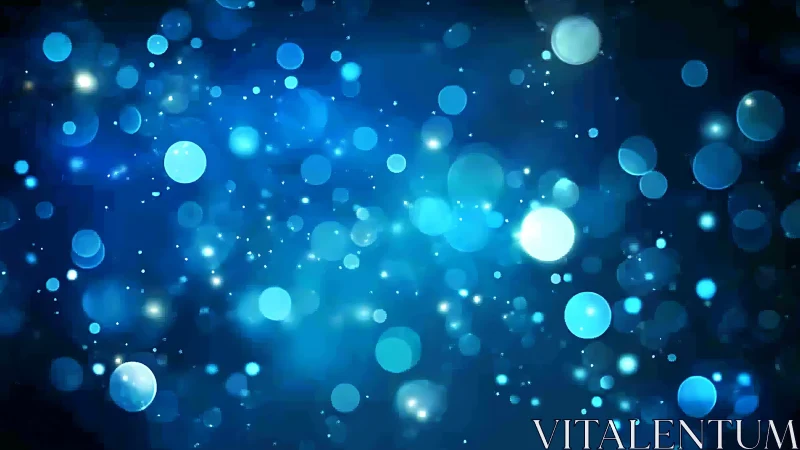 Blue bokeh particle field with layered optical depth simulation.