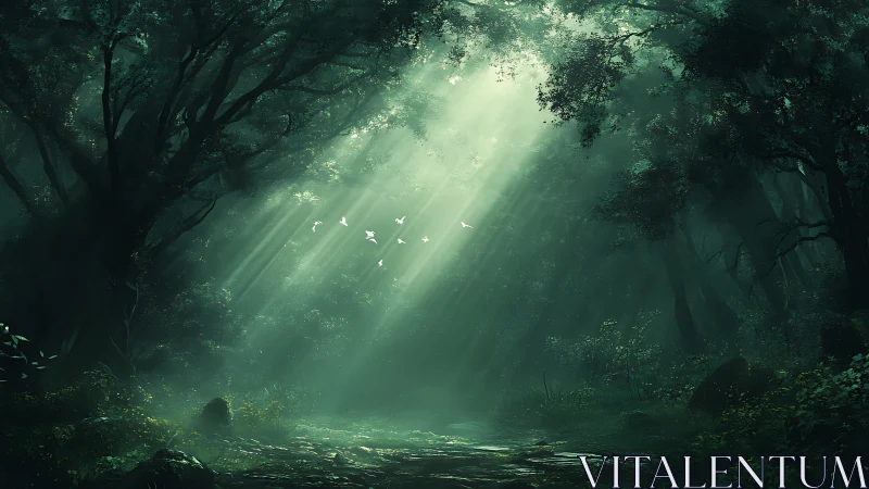 Mystical Forest Awakens in Radiant Sunlight