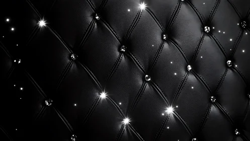 Black tufted leather sparkles under scattered crystal lights