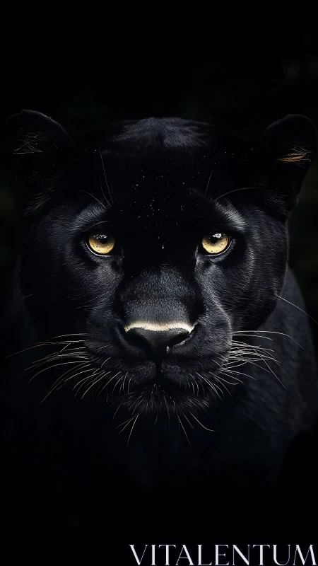 Black Panther's Piercing Gaze Emerges from Darkness.