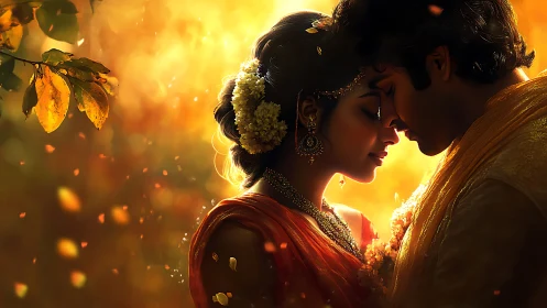 Golden Hour Romance Unfolds Through Twilight Leaves