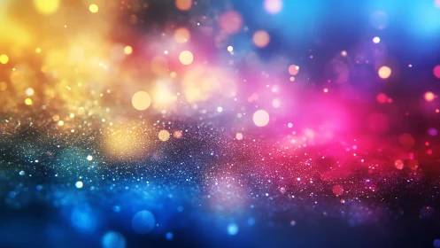 Vibrant bokeh light field shimmers across multicolor space