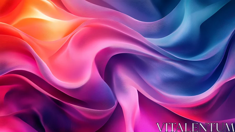 Iridescent ribbon waves twist through neon gradients of light.