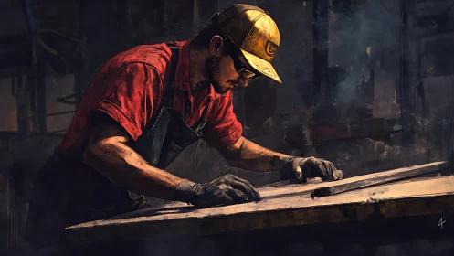 Focused craftsman shaping wood with care and quiet pride.