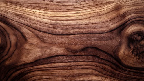 Rich walnut wood grain flows in warm organic waves