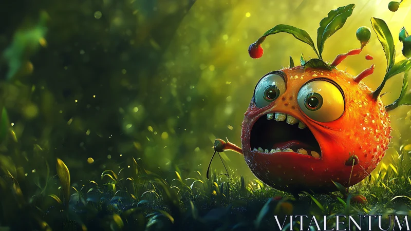 3D cinematic character study of a panicked orange creature.