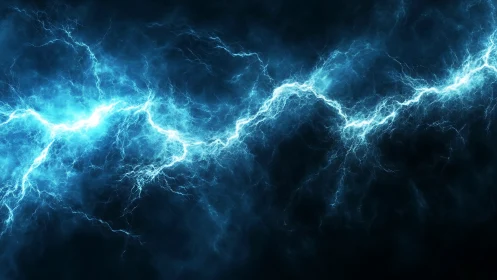 Electric blue energy crackling across a stormy void.