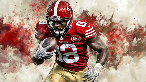 Dynamic running back rendered with textured digital brush effects
