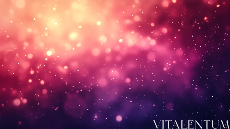 Bokeh light particles drift through a magenta to gold gradient
