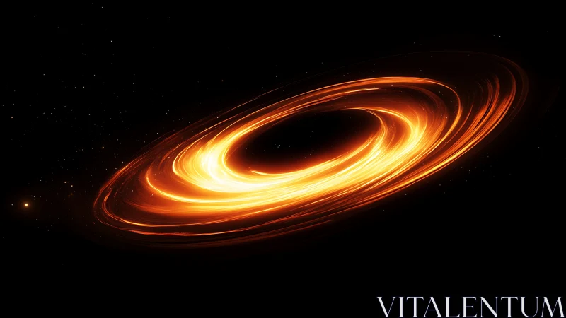 Blazing black hole accretion ring in deep space glow.