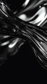 Liquid chrome waves flow across deep black void.