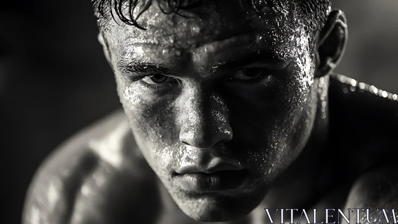 Intense Portrait With Water Droplets.