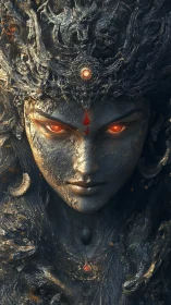 Ember eyed stone goddess quietly rearranges the night