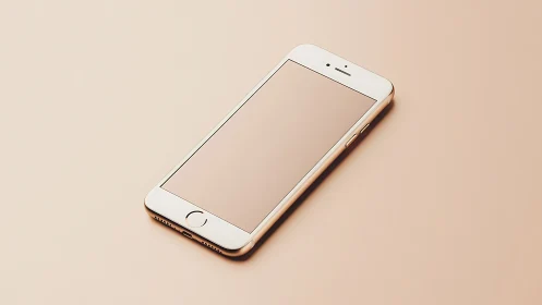White smartphone on neutral beige background.
