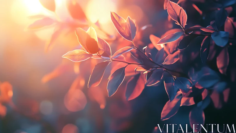 Backlit foliage study with warm bokeh and teal shadows.