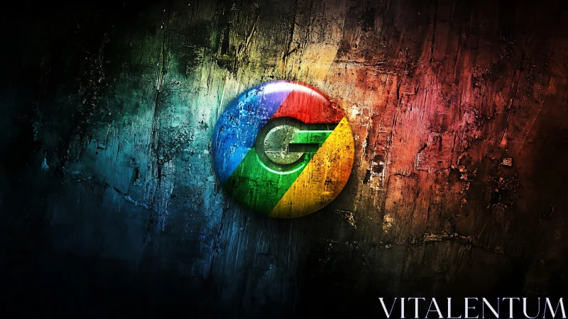 Color-washed tech emblem glows on grunge textured wall.