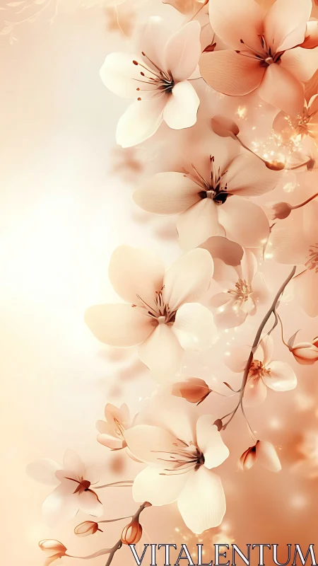 Delicate Floral Cascade Blossoms Glow Softly in Warm Light