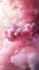 Digital painting of rose cloud plumes in vertical diffusion.