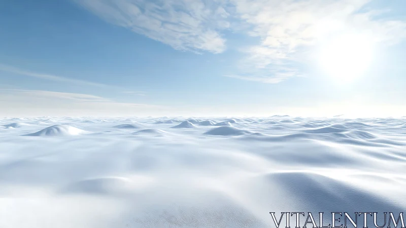 Endless frozen dunes under crisp high winter sunlight.