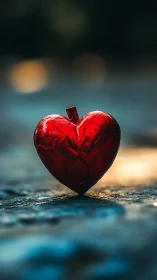 Luminous Crimson Apple with Structural Surface Articulation.