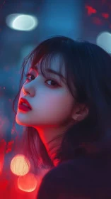 Neon-lit portrait study in cinematic cyberpunk lighting geometry.