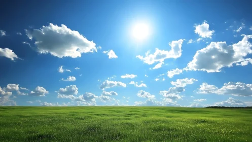 Solar-illuminated grassland under stratocumulus cloud field.