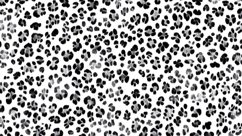 Black Leopard Print Pattern on White Background.