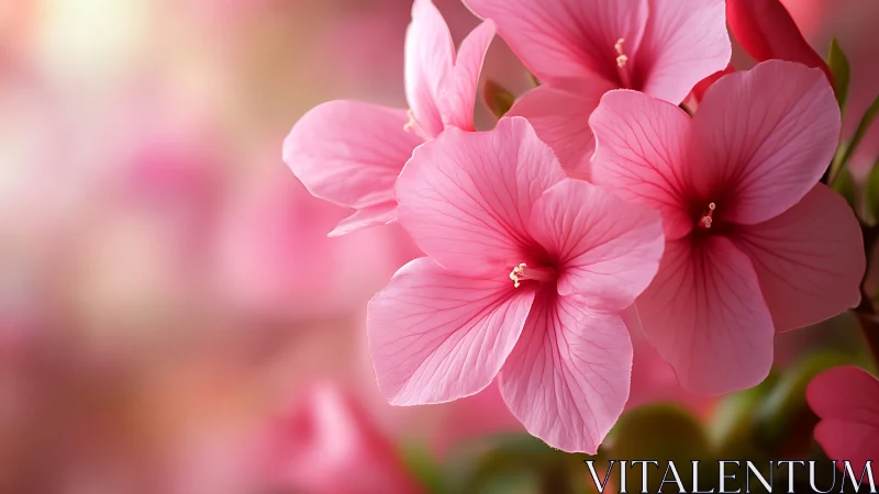 Pink Geranium Blossoms Bathed in Sunlight.