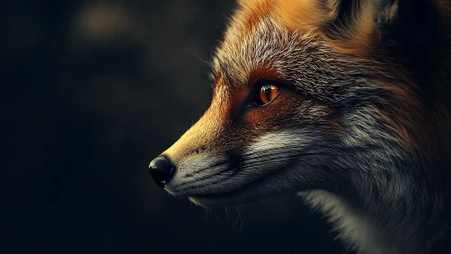 Fox profile portrait shows detailed fur and vivid eye