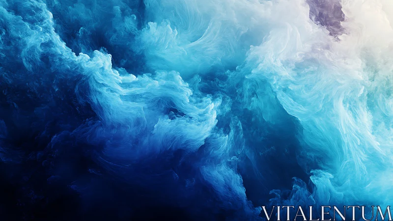 Dreamy blue clouds swirling in a calm ocean of light.