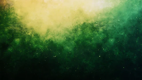 Diffuse yellow green nebula gradient forms atmospheric field