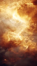 Turbulent Fire Clouds: Golden Luminescence Against Deep Crimson Shadow.