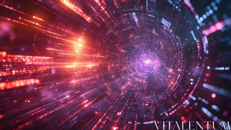 Vivid Digital Tunnel of Light and Data in Futuristic Sci-Fi Style.