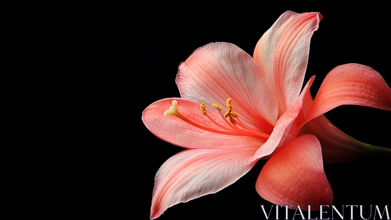 Red Amaryllis Flower Against Black Background