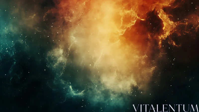 Bicolor cosmic nebula renders turbulent interstellar gas field