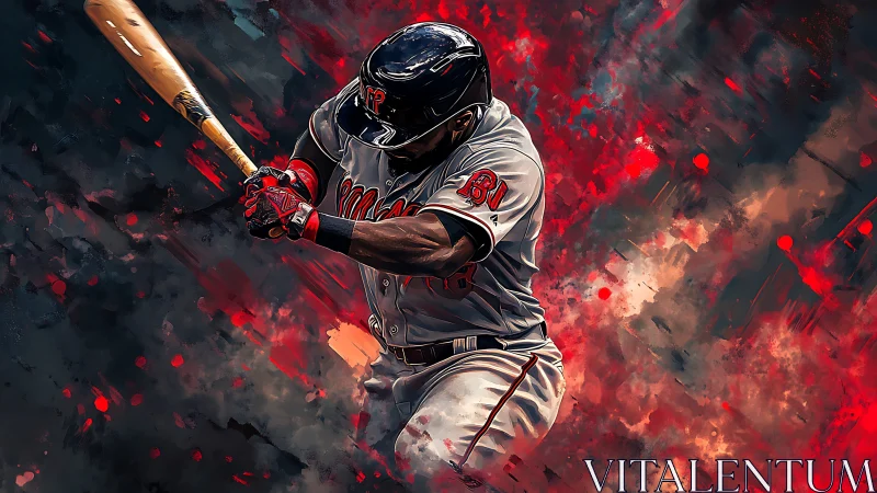 Powerful baseball swing ignites a storm of blazing color